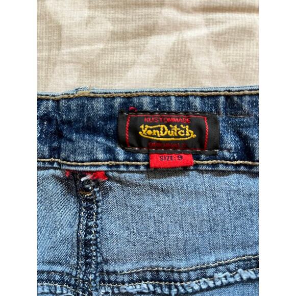 Von Dutch vintage y2k embroidered number logo patches jeans women’s 6/juniors 9 - Picture 4 of 13